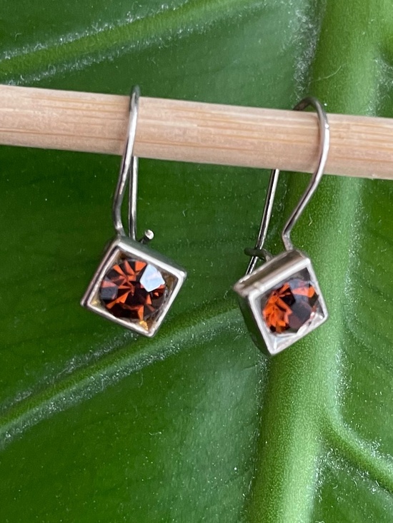 Jewelry - Sterling Silver Earrings with Pretty Sienna Stone with wire closure.